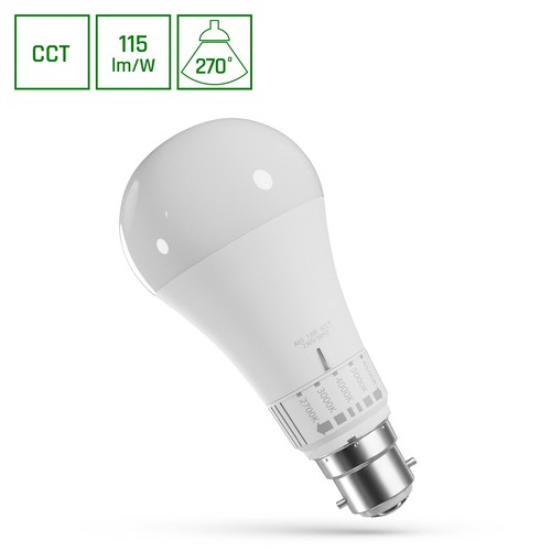 B22 13W LED-pære - 5CCT, GLS, 5 lysfarger i én pære
