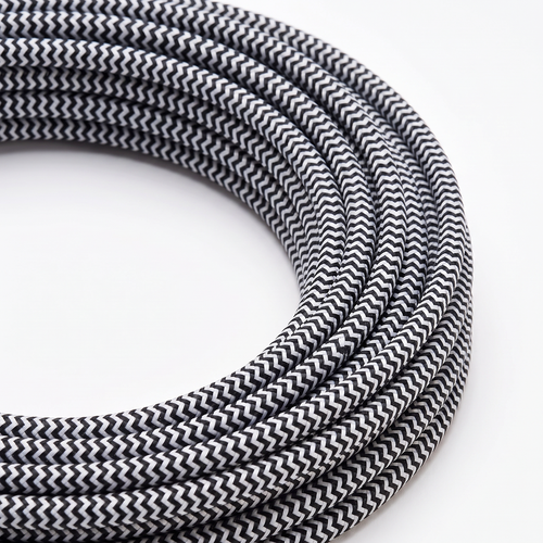 5m tekstilledning 2x0,75 mm² - 230V, sort