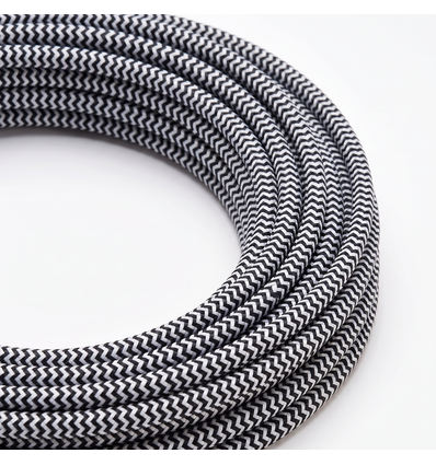 5m tekstilledning 2x0,75 mm² - 230V, sort