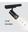 3-Faset ZoomCCT skinnesett - 2m, sort, 5 spotter, inkl. lyskilde