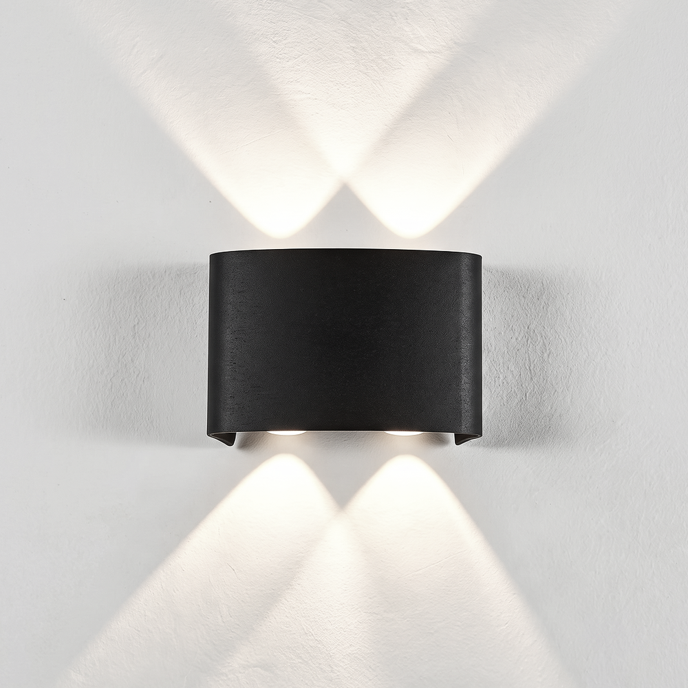 4W CURVE vegglampe - IP65, sort, opp/ned, utendørs, inkl. lyskilde - Dimbar : Ikke dimbar, Kulør : Nøytral