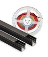 240cm LED Akustikkpanel-sett, sort - 2 stk. CCT LED-striper (240cm) m. 78W strømforsyning - WiFi eller RF