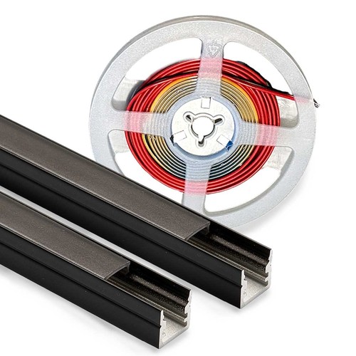 120cm LED Akustikkpanel-sett, sort - 2 stk. Enfarget LED-striper m. 60W strømforsyning - WiFi eller RF