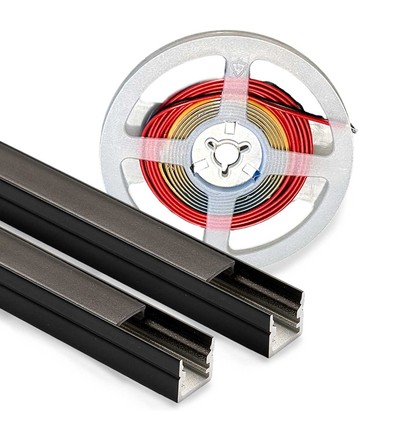 120cm LED Akustikkpanel-sett, sort - 2 stk. Enfarget LED-striper m. 60W strømforsyning - WiFi eller RF