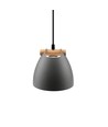 Grå Ø16cm pendel - E27 fatning, 2m ledning, metall / tre