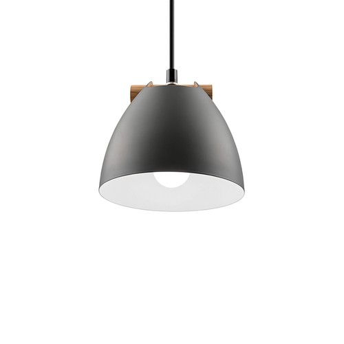HOLM Grå Ø16cm pendel - E27 fatning, 2m ledning, metall / tre