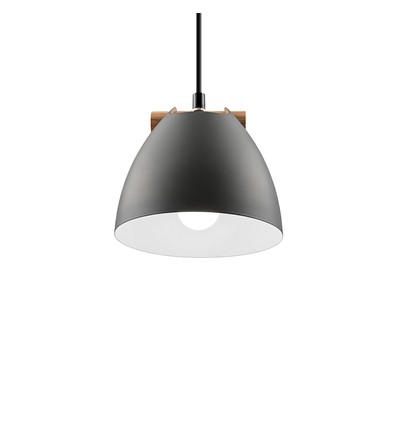 HOLM Grå Ø16cm pendel - E27 fatning, 2m ledning, metall / tre