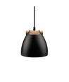 HOLM Sort Ø16cm pendel - E27 sokkel, 2m ledning, metall / tre