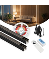 240cm LED Akustikkpanel-sett, sort - 2 stk. CCT LED-striper (240cm) m. 78W strømforsyning - WiFi eller RF
