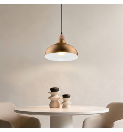 BIRK Børstet Messing Ø24cm pendel - E27 sokkel, 2m ledning, Aluminium
