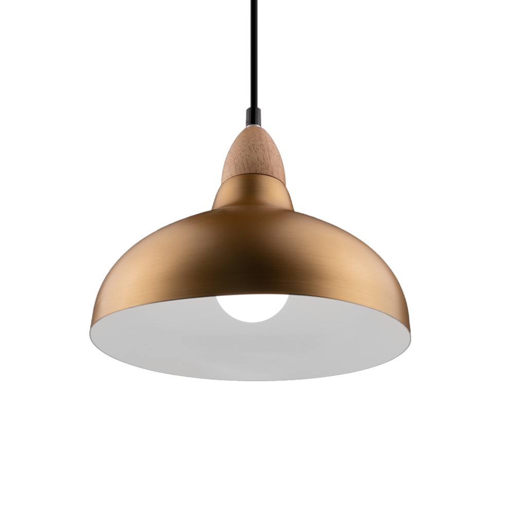 BIRK Børstet Messing Ø24cm pendel - E27 sokkel, 2m ledning, Aluminium