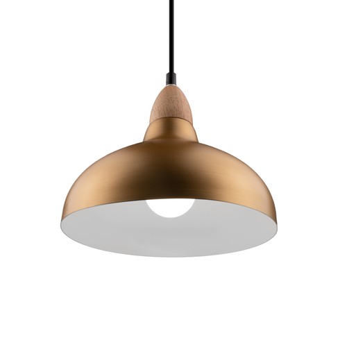 BIRK Børstet Messing Ø24cm pendel - E27 sokkel, 2m ledning, Aluminium