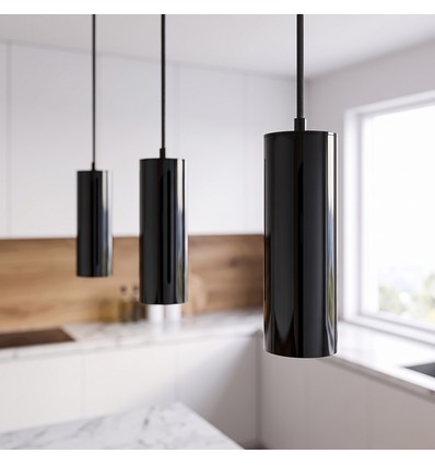 MALM E14 sort sylinderpendel - 2m ledning, med rosett, uten lyskilde