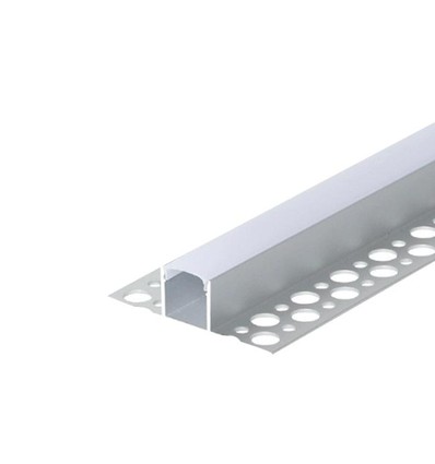 Aluprofil for fliser - 2 meter, alu, inkl. melkehvitt deksel og endestykker