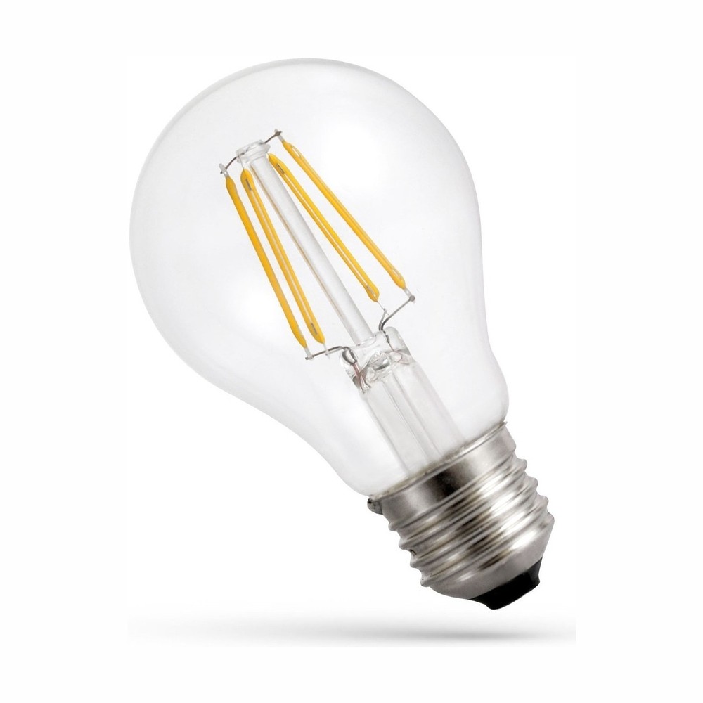 E27 8,5W LED-pære - A60, filament, klart glass - Dimbar : Ikke dimbar, Kulør : Varm