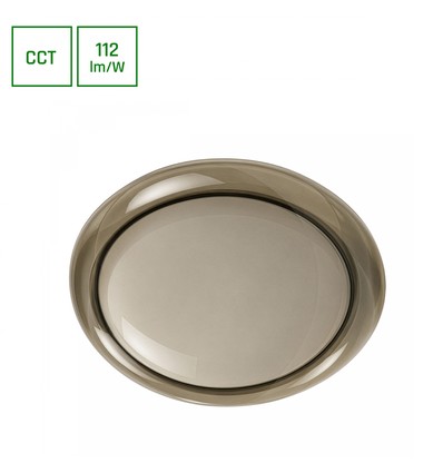 AURA taklampe m/fjernkontroll - Røykfarget glasskant, dimbar, Ø40cm, 24W, 3 lysfarger