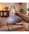 BIRK gråblå Ø24cm pendel - E27 sokkel, 2m ledning, metall / tre