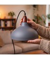 BIRK Grå Ø24cm pendel - E27 sokkel, 2m ledning, metall / tre