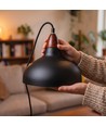 BIRK Svart Ø24cm pendel - E27 sokkel, 2m ledning, metall / tre