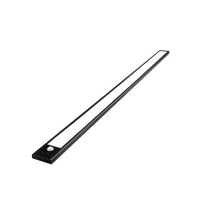 Batteridrevet skapbelysning - 80cm, sort, PIR-sensor, oppladbar