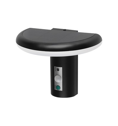 2W LED solcelle hageklampe med sensor - IP54, 3000K, svart