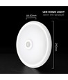 12W LED sensorlampe - Rund, PIR-sensor, Cree-brikke, hvit, 6400K