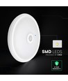 12W LED sensorlampe - Rund, PIR-sensor, Cree-brikke, hvit, 6400K