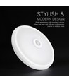 12W LED sensorlampe - Rund, PIR-sensor, Cree-brikke, hvit, 6400K