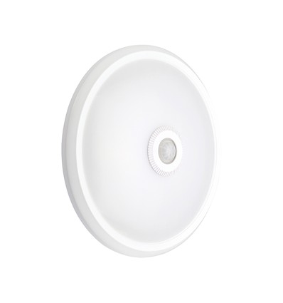 12W LED sensorlampe, CCT - 3 lysfarger, PIR-sensor, 6 års garanti, Cree, rund, hvit