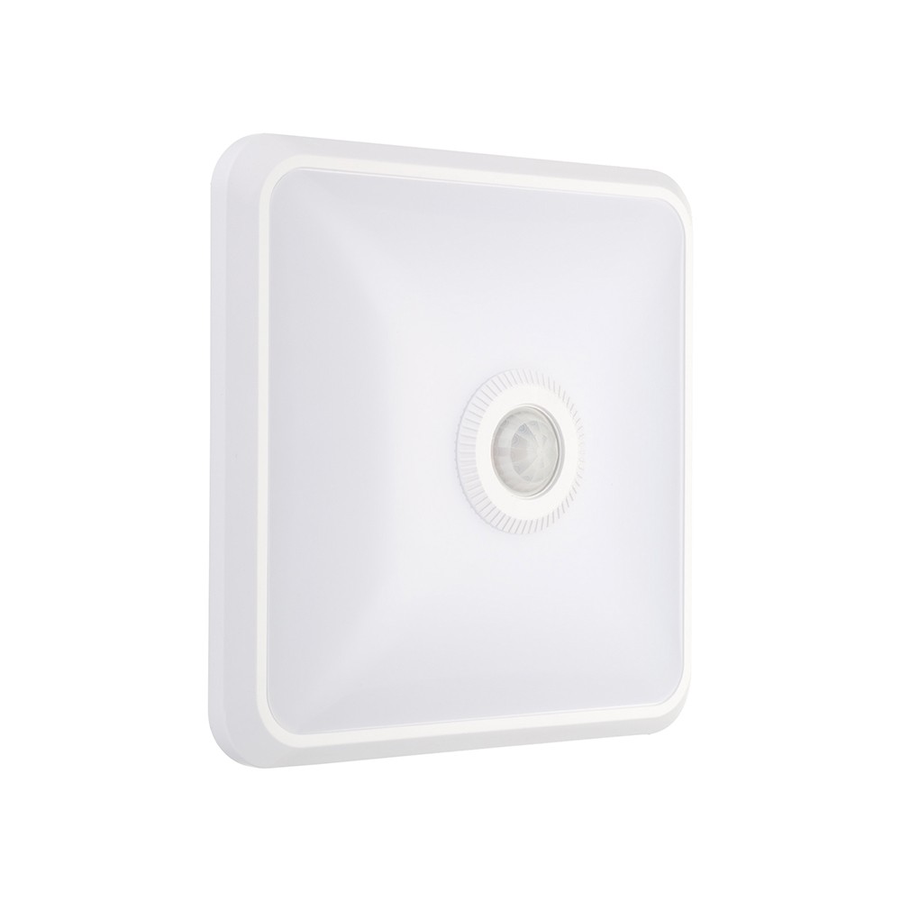 12W LED sensorlampe - PIR-sensor, Cree-brikke, kvadratisk, hvit, 3-i-1 - Kulør : 3-i-1