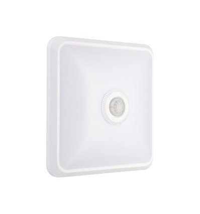 12W LED sensorlampe - PIR-sensor, Cree-brikke, kvadratisk, hvit, 3-i-1