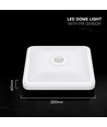 12W LED-sensorlampe, CCT - 3 lysfarger, PIR-sensor, 6 års garanti, Cree, kvadratisk, hvit