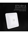 12W LED-sensorlampe, CCT - 3 lysfarger, PIR-sensor, 6 års garanti, Cree, kvadratisk, hvit