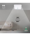 12W LED-sensorlampe, CCT - 3 lysfarger, PIR-sensor, 6 års garanti, Cree, kvadratisk, hvit