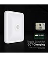 12W LED-sensorlampe, CCT - 3 lysfarger, PIR-sensor, 6 års garanti, Cree, kvadratisk, hvit