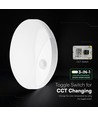 V-Tac 15W LED utendørs vegglampe med sensor - Rund, hvit, Cree-brikke, CCT