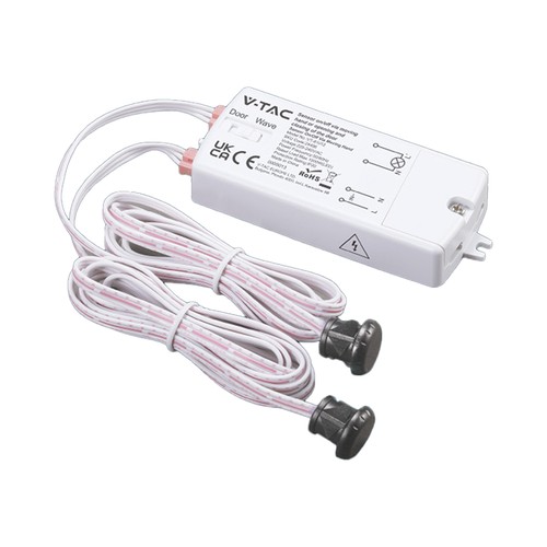 V-Tac 2-i-1 dobbel IR-sensor - Maks 1000W LED, av/på ved dør eller håndbevegelse