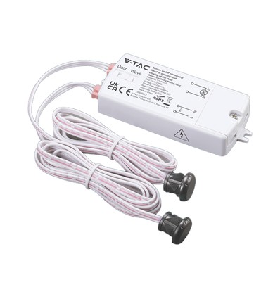 V-Tac 2-i-1 dobbel IR-sensor - Maks 1000W LED, av/på ved dør eller håndbevegelse