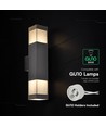 V-Tac 2xGU10 vegglampe med opp/ned-lys - IP44 utendørs, svart