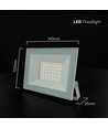 30W LED flomlyskaster - Hvit, 6500K