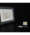 V-Tac 30W Slimline LED flomlys - Svart hus, 4000K