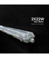 V-Tac 150cm T8 LED armatur - For 2x 150cm LED rør, IP65 vanntett