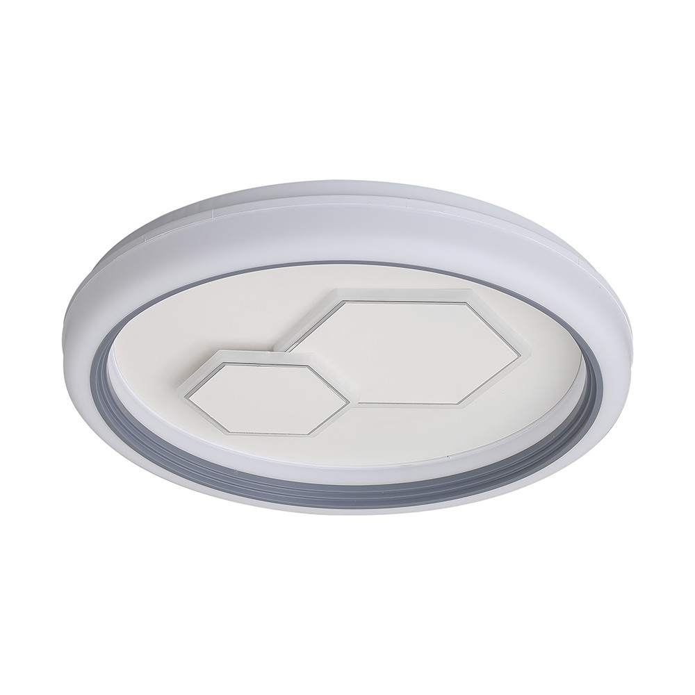 V-Tac 60W dekorativ LED taklampe - Dimmbar, CCT, fjernkontroll, hvit/grå - Kulør : 3-i-1
