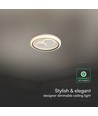 V-Tac 60W dekorativ LED taklampe - Dimmbar, CCT, fjernkontroll, hvit/grå