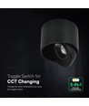 V-Tac 18W LED utenpåliggende spot - IP44, svart, CCT, Cree-brikke