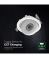 V-Tac 12W LED COB downlight CCT - IP44, Cree-brikke, hvit