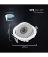 V-Tac 18W COB LED downlight - IP44, CCT, Cree-brikke, hvit, 6 års garanti