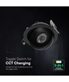 V-Tac 18W LED downlight - IP44, CCT, Cree-brikke, svart