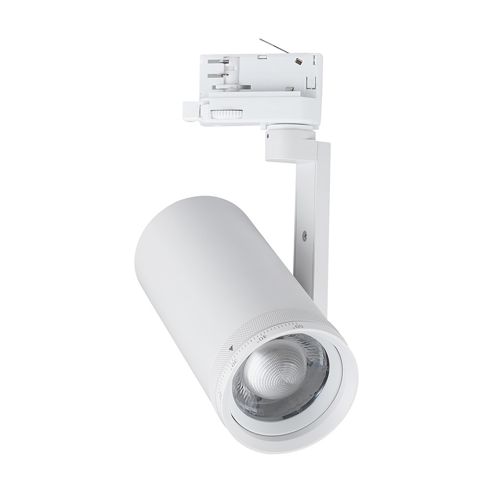 V-Tac 30W 3-faset CCT skinnespott - Zoombar 25°-50°, hvit - Kulør : 3-i-1
