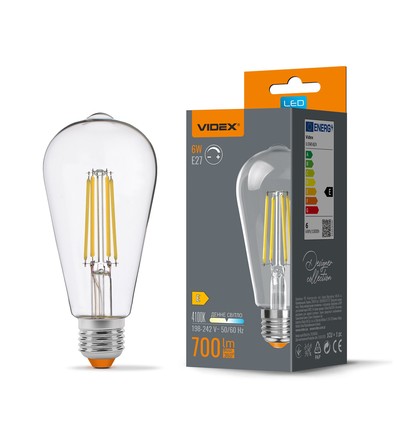 E27 6W dimbar filament LED-pære - ST64, nøytral hvit